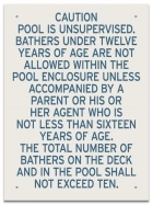 Ontario CA Unsupervised Pool >93m2 Sign